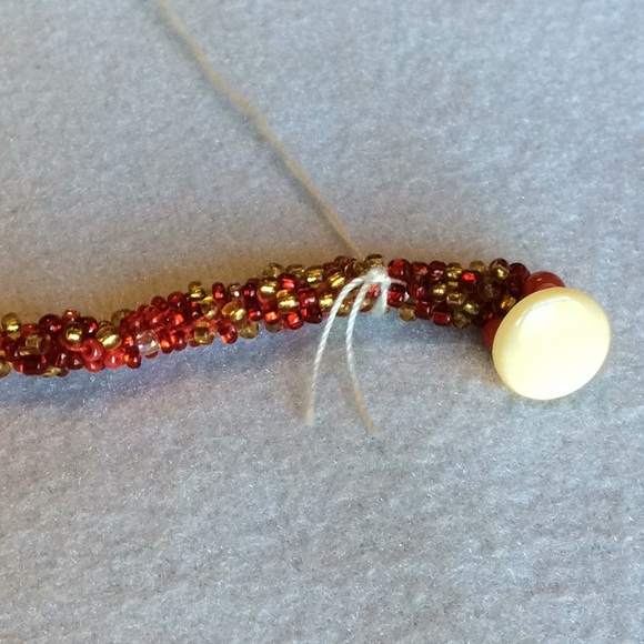 FINAL SALE PRICE CL Designs Crocheted Beaded Orange/Gold Bracelet - Picture 3 of 4